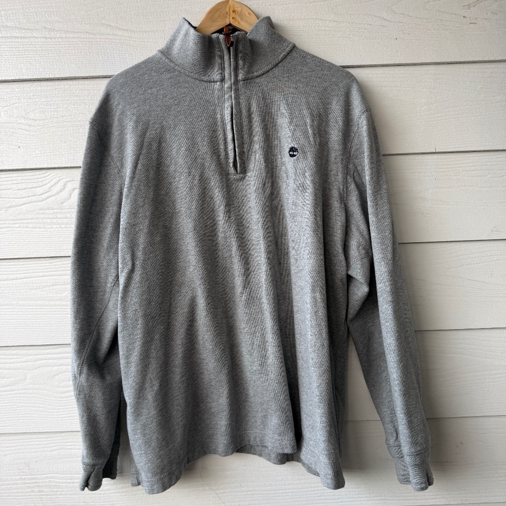 Timberland Gray Crew Neck Sweater | Size XXL | 100% Cotton | Cozy Pullover (Stai